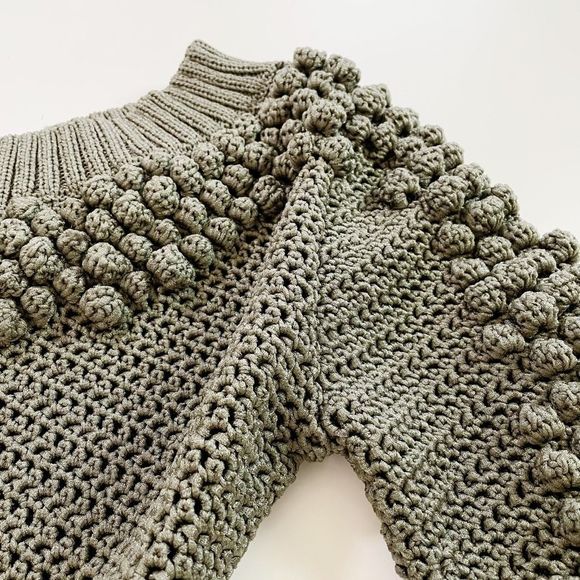 Helmut Lang Pom-Pom Off Shoulder Top Pullover Sweater Hunter Sage Green XS NWOT - Picture 5 of 9